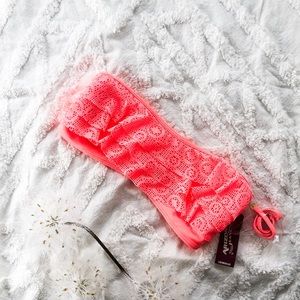 👙Neon Pink Lace Bandeau Bikini Top